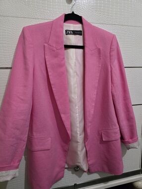 Zara Pink Blazer -  Single-Breasted Jacket